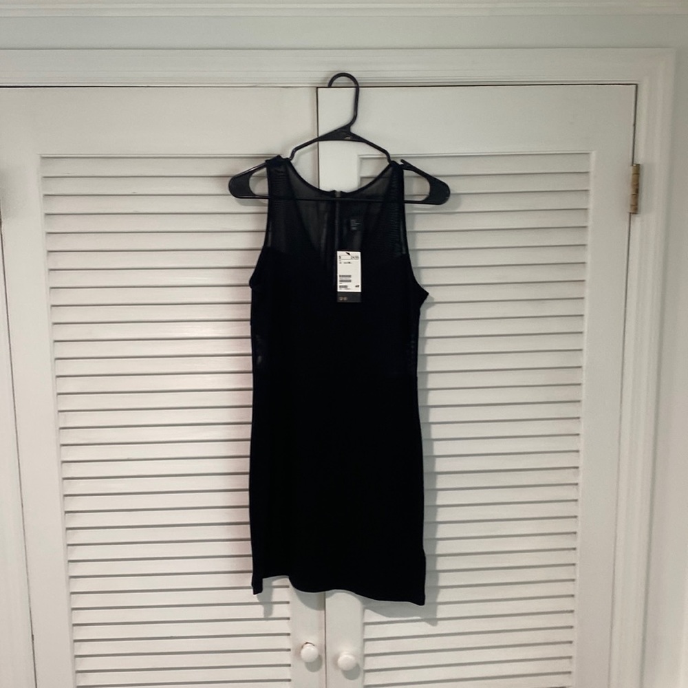 H&M BLACK DRESS WITH SEE THROUGH MESH DESIGNS